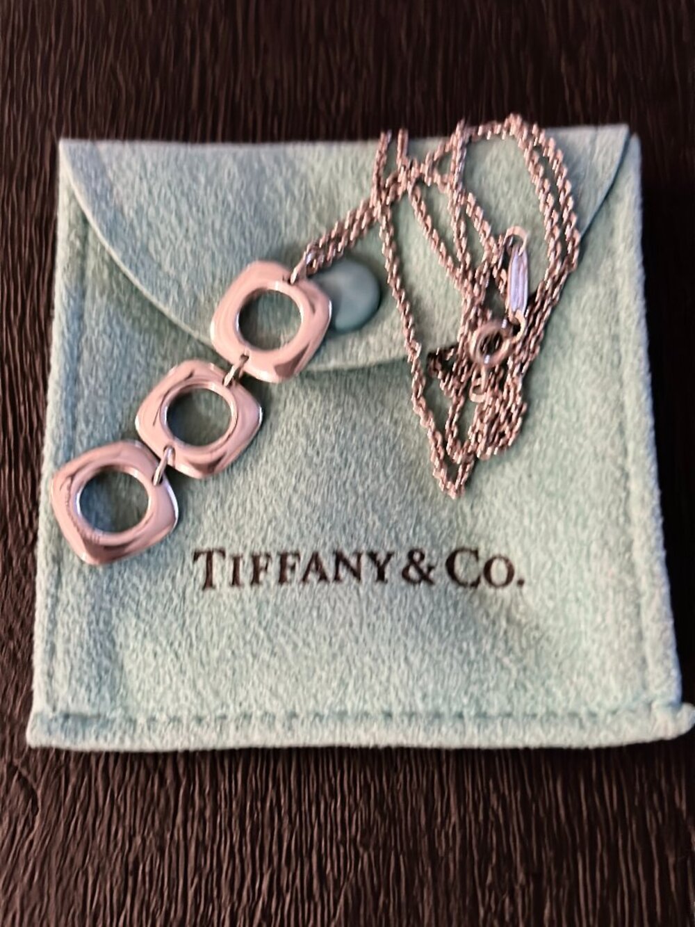 Tiffany & Co. Triple Square Cushion Drop  Pendant Necklace